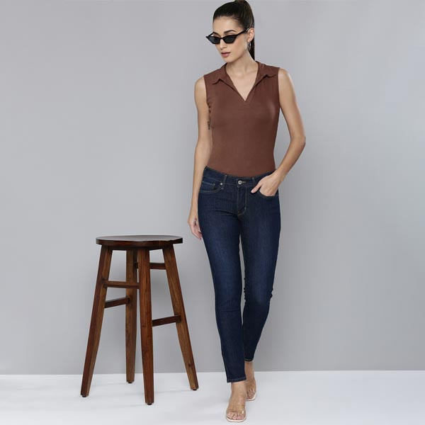 Women Navy Blue Skinny Fit Mid-Rise Clean Look Light Fade Stretchable Jeans