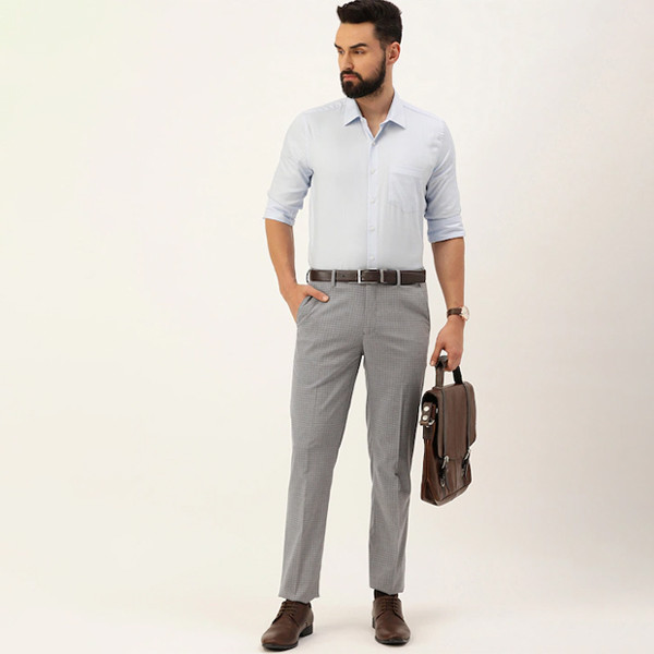 Men Checked Slim Fit Trousers