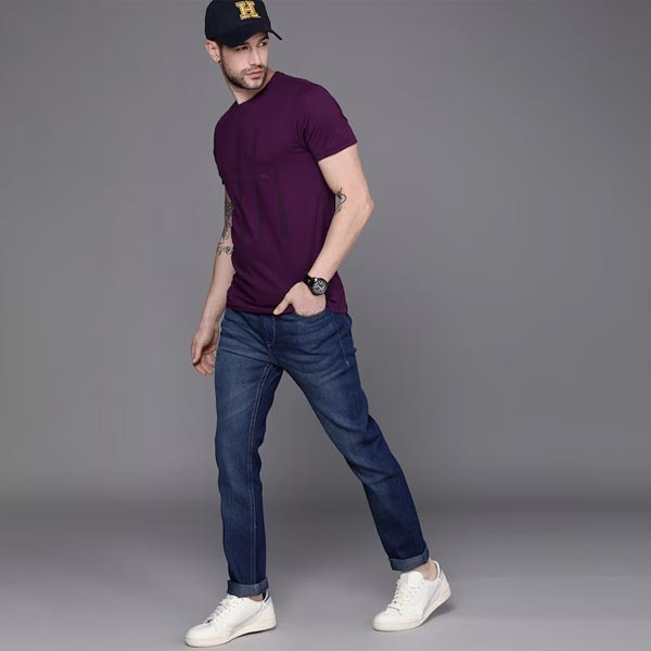 Men Purple Abstract Print T-shirt
