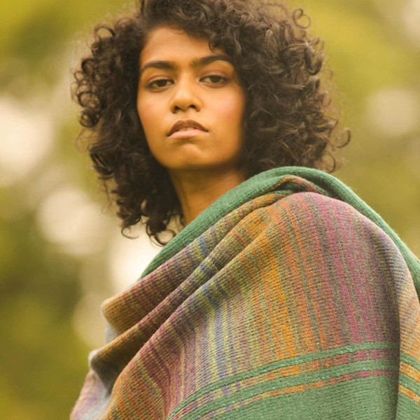 Women Striped Wool Longline Shrug