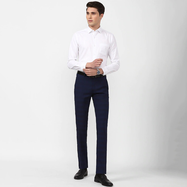 Men Checked Slim Fit Formal Trousers